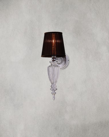 Wall Lamps Kassandra Kassandra 101/AP 1 silver leaf-crystal wall lamp-organdy brown shade