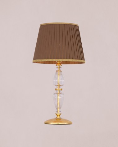 Table Lamps Kassandra Kassandra 101/LG gold leaf-crystal table lamp-fabric mocha shade