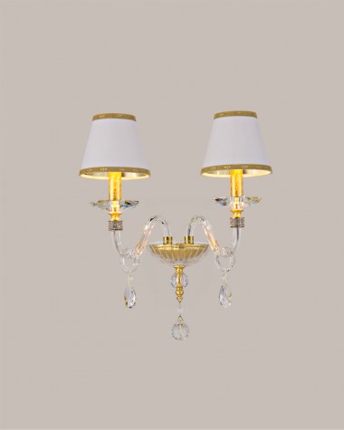 Wall Lamps Stellina Stellina 102/AP 2 gold leaf-crystal-pvc white gold shade