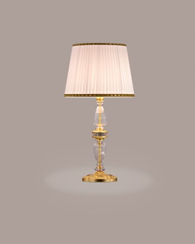 Table Lamps Stellina Stellina 102/LG gold leaf-crystal table lamp-fabric ivory shade
