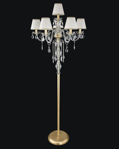 Floor Lamps Olympia Olympia 104/FL 6 gold leaf-crystal floor lamp-pvc damasco shade