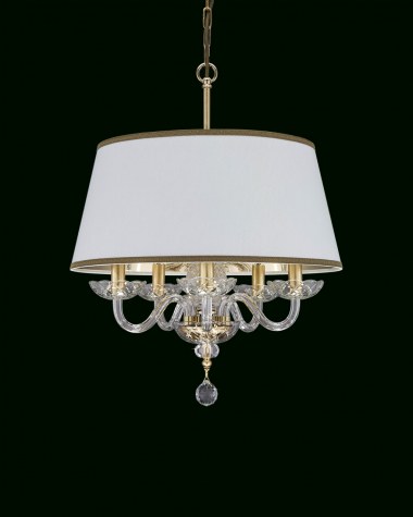 Pendant Lights Olympia Olympia 104/SP 5 gold leaf-crystal pentant light-pvc white gold shade