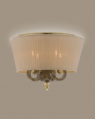 Ceiling Lamps Dafne Dafne 109/PLM gold leaf-golden teak-crystal ceiling lamp-organdy beige shade