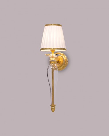 Wall Lamps Melina Melina 110/AP 1 gold leaf-crystal wall lamp-fabric beige shade