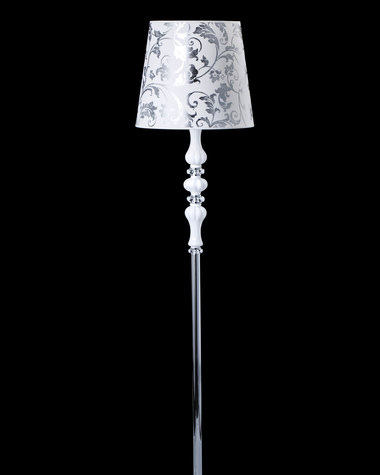 Floor Lamps Reina Reina 114/FL chrome-white-crystal floor lamp-pvc silver leaf white shade