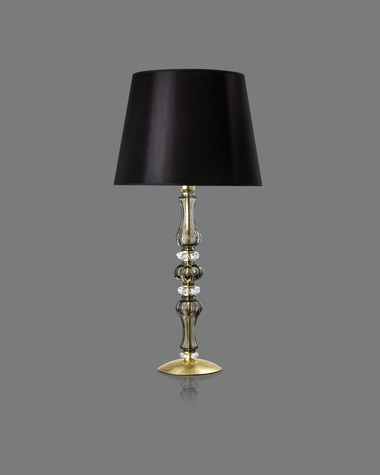 Table Lamps Reina Reina 114/LG gold leaf-golden teak-crystal table lamp-pvc black gold shade