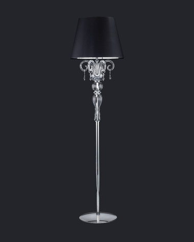 Floor Lamps Venere Venere 122/FL chrome-crystal floor lamp-pvc black chrome shade