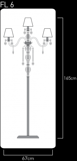 Olympia 104/FL 6 gold leaf-crystal floor lamp-pvc damasco shade Floor Lamps Olympia design