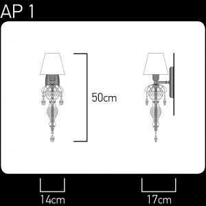 Mirsini 105/AP 1 gold leaf-crystal wall lamp-fabric ivory shade Wall Lamps Mirsini design