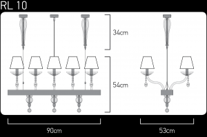 Leonie 112/RL 10 chrome-crystal linear chandelier-pvc black chrome shade Linear Chandelier Leonie design