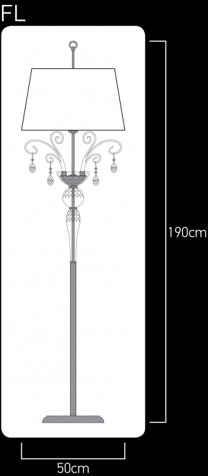 Contessa 120/FL gold leaf-crystal floor lamp-organdy beige shade Floor Lamps Contessa design