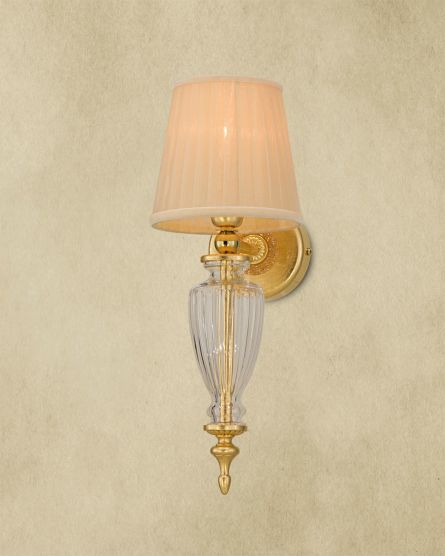 Wall Lamps Kassandra Kassandra 101/AP 1 gold leaf -crystal wall lamp-organdy beige shade View 2