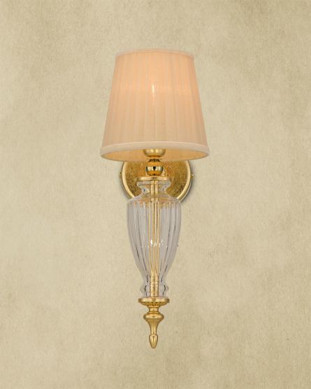 Wall Lamps Kassandra Kassandra 101/AP 1 gold leaf -crystal wall lamp-organdy beige shade View 1