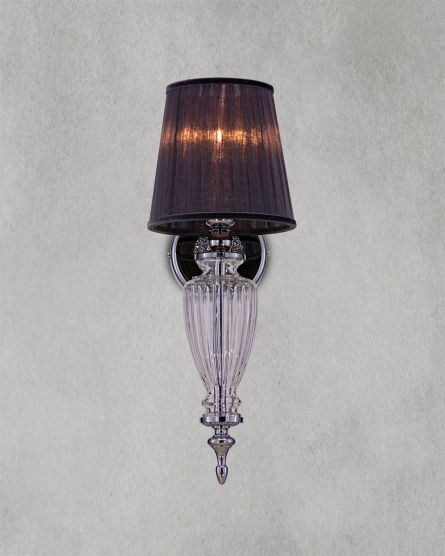Wall Lamps Kassandra Kassandra 101/AP 1 chrome-crystal wall lamp-organdy graphite shade View 1