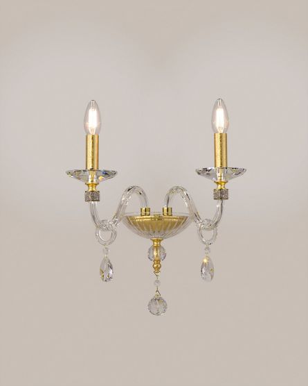 Wall Lamps Stellina Stellina 102/AP 2 gold leaf-crystal-pvc white gold shade View 1