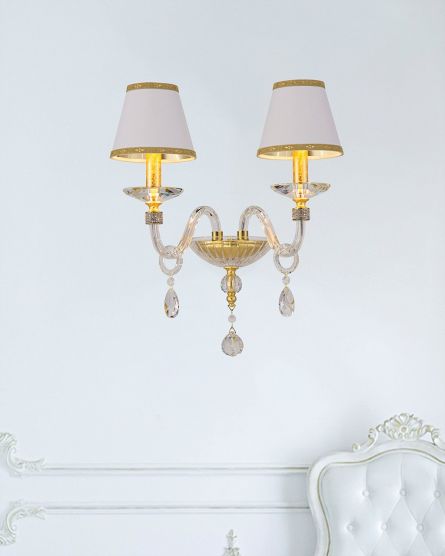 Wall Lamps Stellina Stellina 102/AP 2 gold leaf-crystal-pvc white gold shade