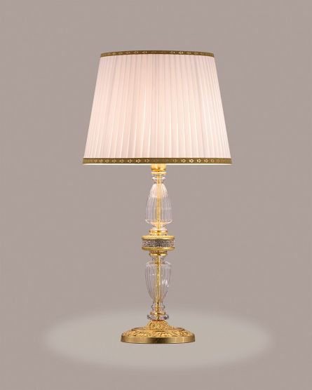 Table Lamps Stellina Stellina 102/LG gold leaf-crystal table lamp-fabric ivory shade View 1