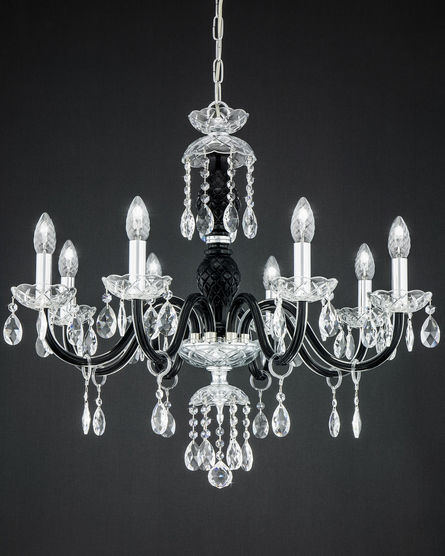 Chandeliers Olympia Olympia 104/CH 8 chrome-black-crystal chandelier View 1