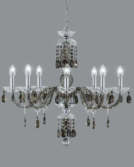 Chandeliers Olympia Olympia 104/CH 8 chrome-golden teak-crystal chandelier View 1