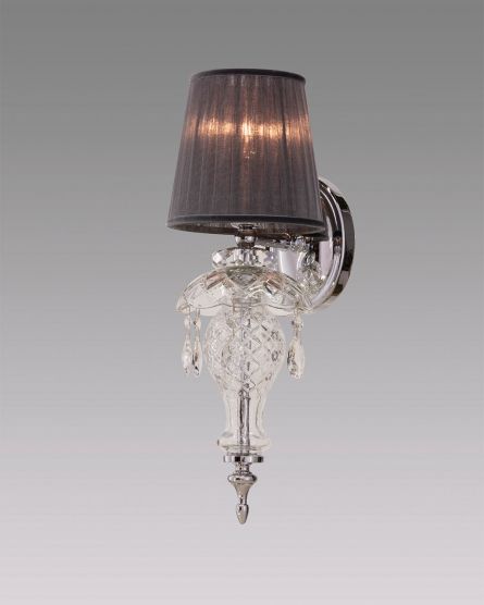 Wall Lamps Olympia olympia 104/AP 1 chrome-crystal wall lamp-organdy graphite shade