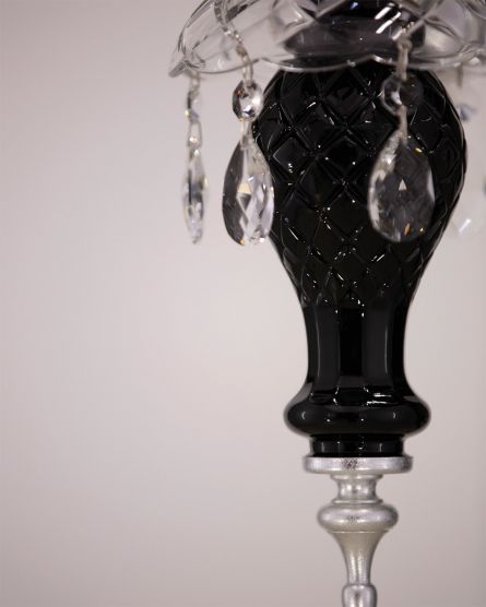 Wall Lamps Olympia Olympia 104/AP 1 silver leaf-black-crystal wall lamp-organdy black shade View 2