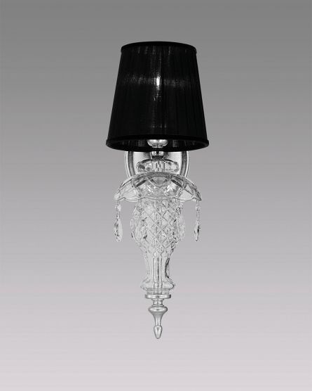 Wall Lamps Olympia Olympia 104/AP 1 silver leaf-crystal wall lamp-organdy black shade View 2