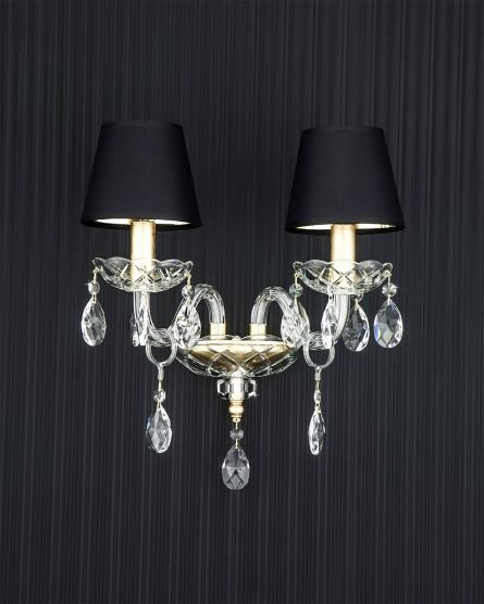 Wall Lamps Olympia Olympia 104/AP 2 gold leaf-crystal wall lamp-pvc black gold shade View 1
