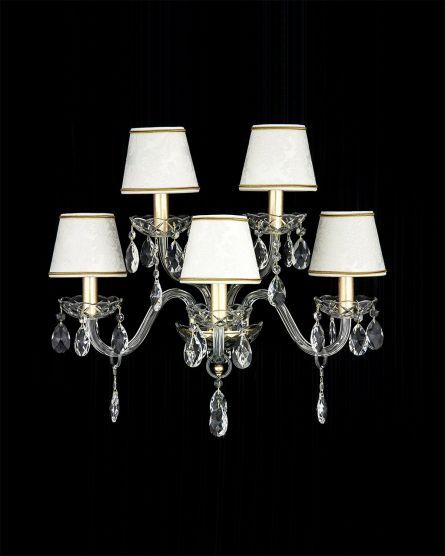 Wall Lamps Olympia Olympia 104/AP 5 gold leaf-crystal wall lamp-pvc damasco shade View 1