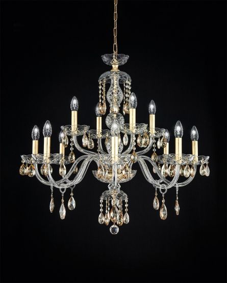 Chandeliers Olympia Olympia 104/CH 12 gold leaf-crystal chandelier View 1