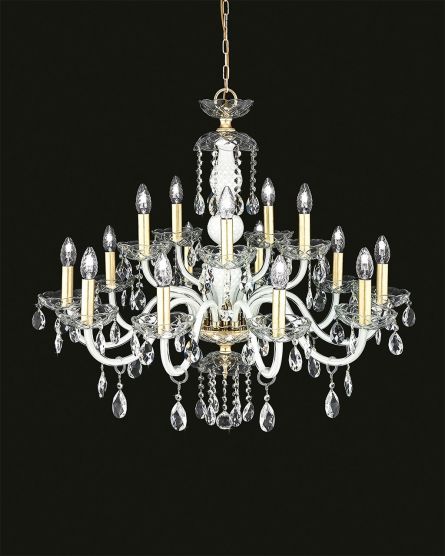 Chandeliers Olympia Olympia 104/CH 15 gold leaf-white-crystal chandelier View 1
