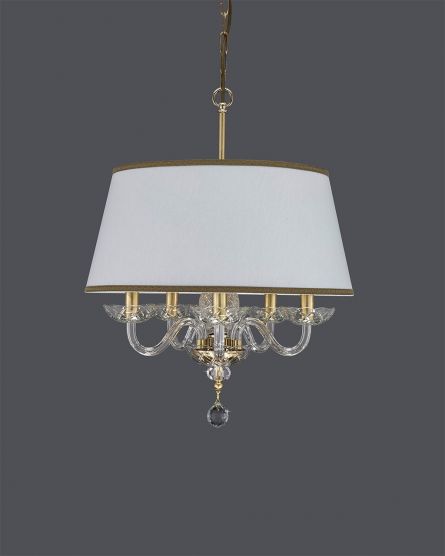 Pendant Lights Olympia Olympia 104/SP 5 gold leaf-crystal pentant light-pvc white gold shade View 1