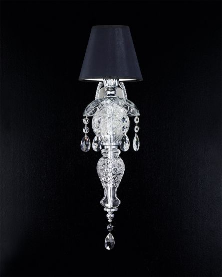 Wall Lamps Mirsini Mirsini 105/AP 1 chrome-crystal wall lamp-pvc black chrome shade View 1