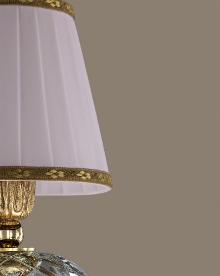 Φωτιστικά Τοίχου-Απλίκες Mirsini Mirsini 105/AP 1 φύλλο χρυσού-κρυστάλλινη απλίκα τοίχου-fabric ivory shade Όψη 2