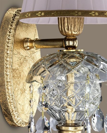 Wall Lamps Mirsini Mirsini 105/AP 1 gold leaf-crystal wall lamp-fabric ivory shade View 3