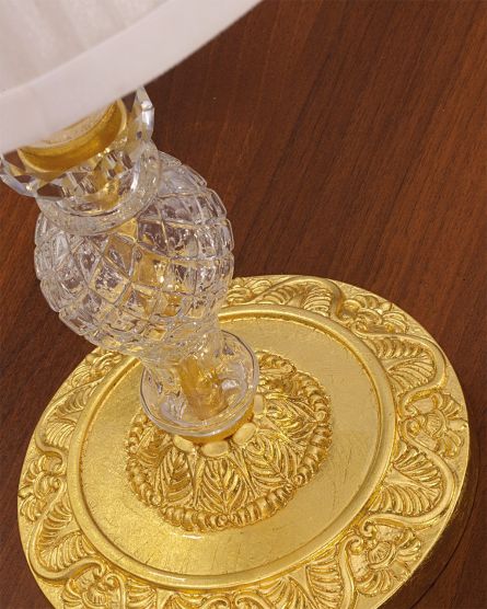 Φωτιστικά Επιτραπέζια-Πορτατίφ Mirsini Mirsini 105/LG φύλλο χρυσού-κρυστάλλινο επιτραπέζιο φωτιστικό-λαμπατέρ-organdy ivory shade Όψη 2