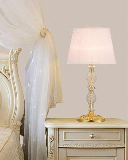 Table Lamps Mirsini Mirsini 105/LG gold leaf-crystal table lamp-organdy ivory shade