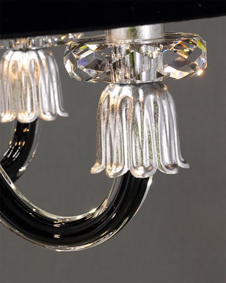 Pendant Lights Mirsini Mirsini 105/SP 5 silver leaf-black-crystal pendant light-organdy black shade View 1
