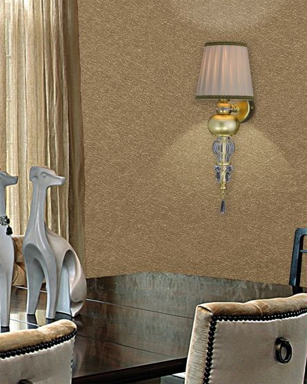 Φωτιστικά Τοίχου-Απλίκες Juliana Juliana 108/AP 1 φύλλο χρυσού-κρυστάλλινη απλίκα τοίχου-fabric beige shade