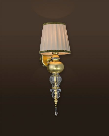 Wall Lamps Juliana Juliana 108/AP 1 gold leaf-crystal wall lamp-fabric beige shade View 1