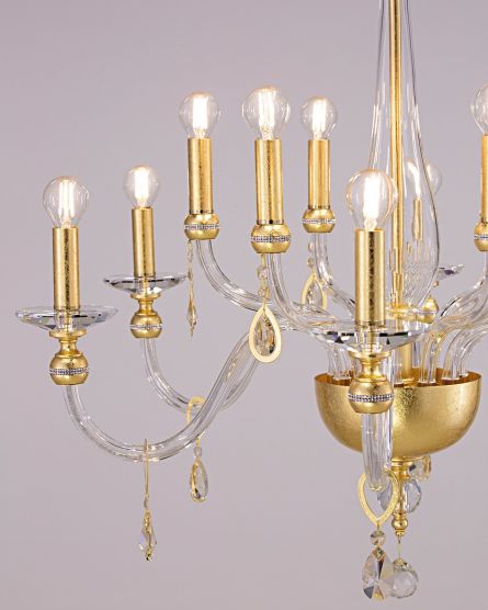 Chandeliers Melina Melina 110/CH 12 gold leaf-crystal chandelier View 4