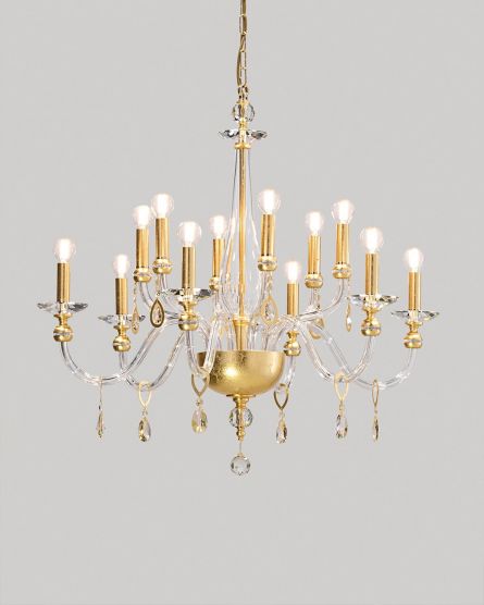 Chandeliers Melina Melina 110/CH 12 gold leaf-crystal chandelier View 1