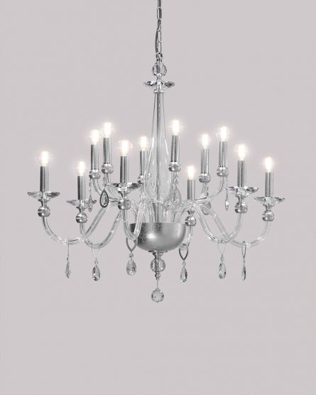 Chandeliers Melina Melina 110/CH 12 silver leaf-crystal chandelier View 1