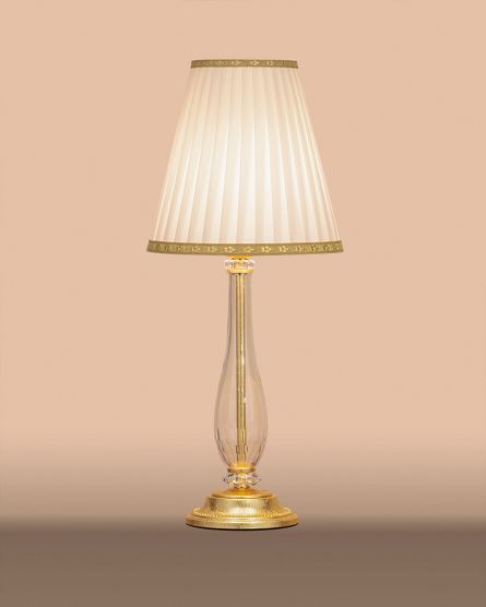 Table Lamps Melina Melina 110/LM gold leaf-crystal table lamp-fabric beige shade View 1