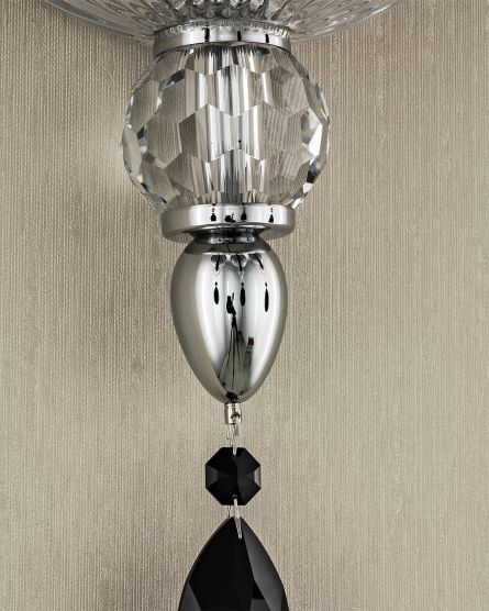 Wall Lamps Leonie Leonie 112/AP 3 chrome-black-crystal wall lamp-pvc silver leaf black shade View 4