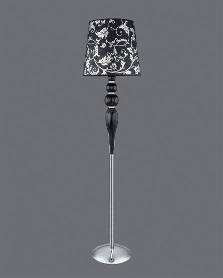 Floor Lamps Leonie Leonie 112/FL chrome-black-crystal floor lamp-pvc silver leaf black shade View 1