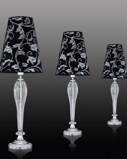 Table Lamps Leonie Leonie 112/LG chrome-crystal table lamp-pvc silver leaf black shade