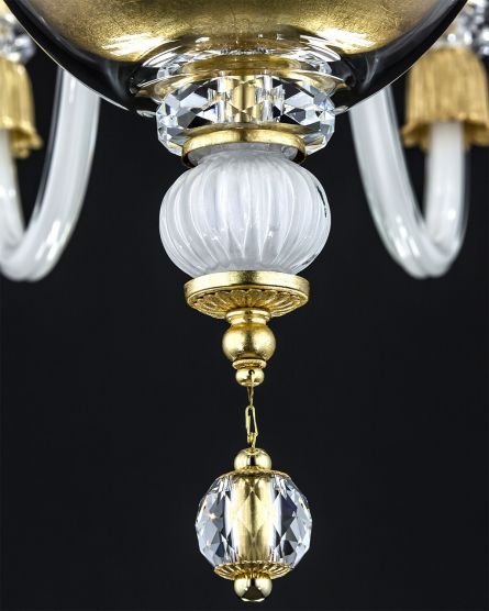 Chandeliers Reina Reina 114/CH 15 gold leaf-white-crystal chandelier View 3