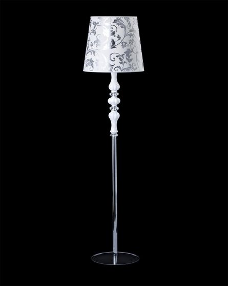 Floor Lamps Reina Reina 114/FL chrome-white-crystal floor lamp-pvc silver leaf white shade View 1
