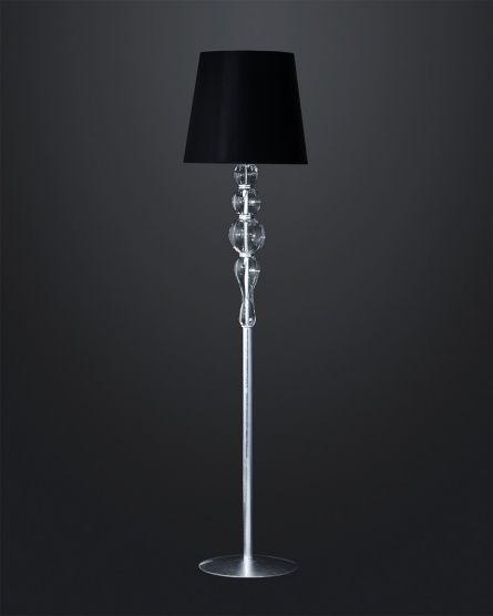 Floor Lamps Amanda Amanda 118/FL silver leaf-crystal floor lamp-pvc black chrome shade View 1