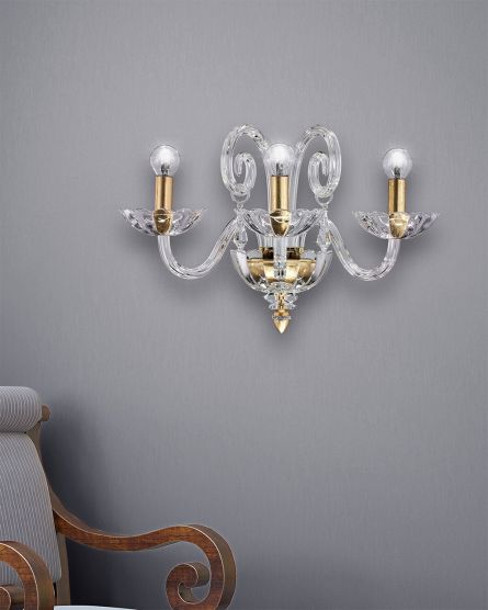 Wall Lamps Venere Venere 122/AP 3 gold leaf-crystal wall lamp